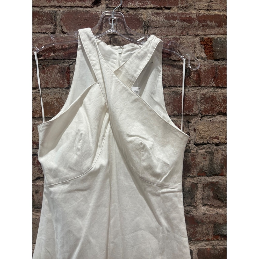 NEW Banana Republic Factory Linen-Blend Crossover Midi Dress White Size 0 - Picture 5 of 8